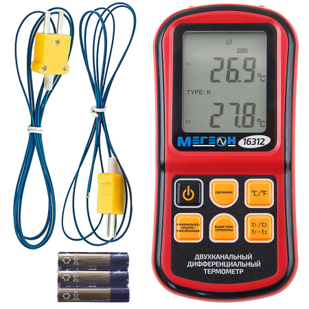 Измеритель температуры цифровой двухканальный МЕГЕОН 16312 купить по низкой цене | МАКСПРОФИТ
